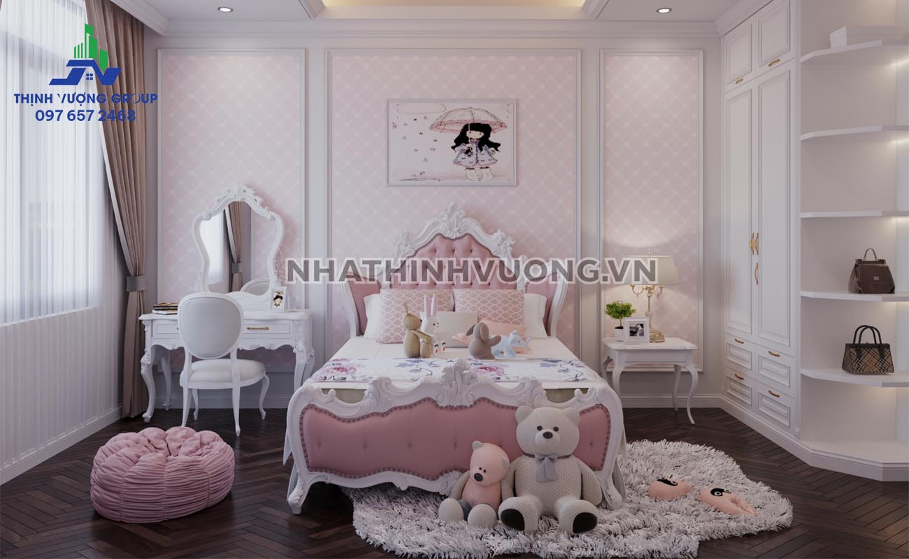 Sự mộng mơ, nữ tính trong mẫu thiết kế nội thất phòng ngủ cho con gái