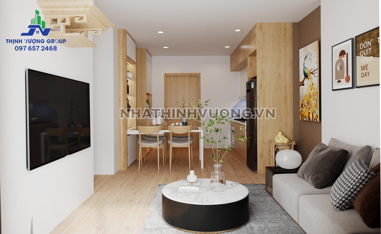 Không gian phòng khách của mẫu thiết kế nội thất chung cư tại Hưng Yên
