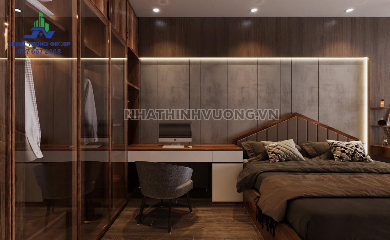Phòng ngủ master mẫu thiết kế nội thất chung cư 2 phòng ngủ