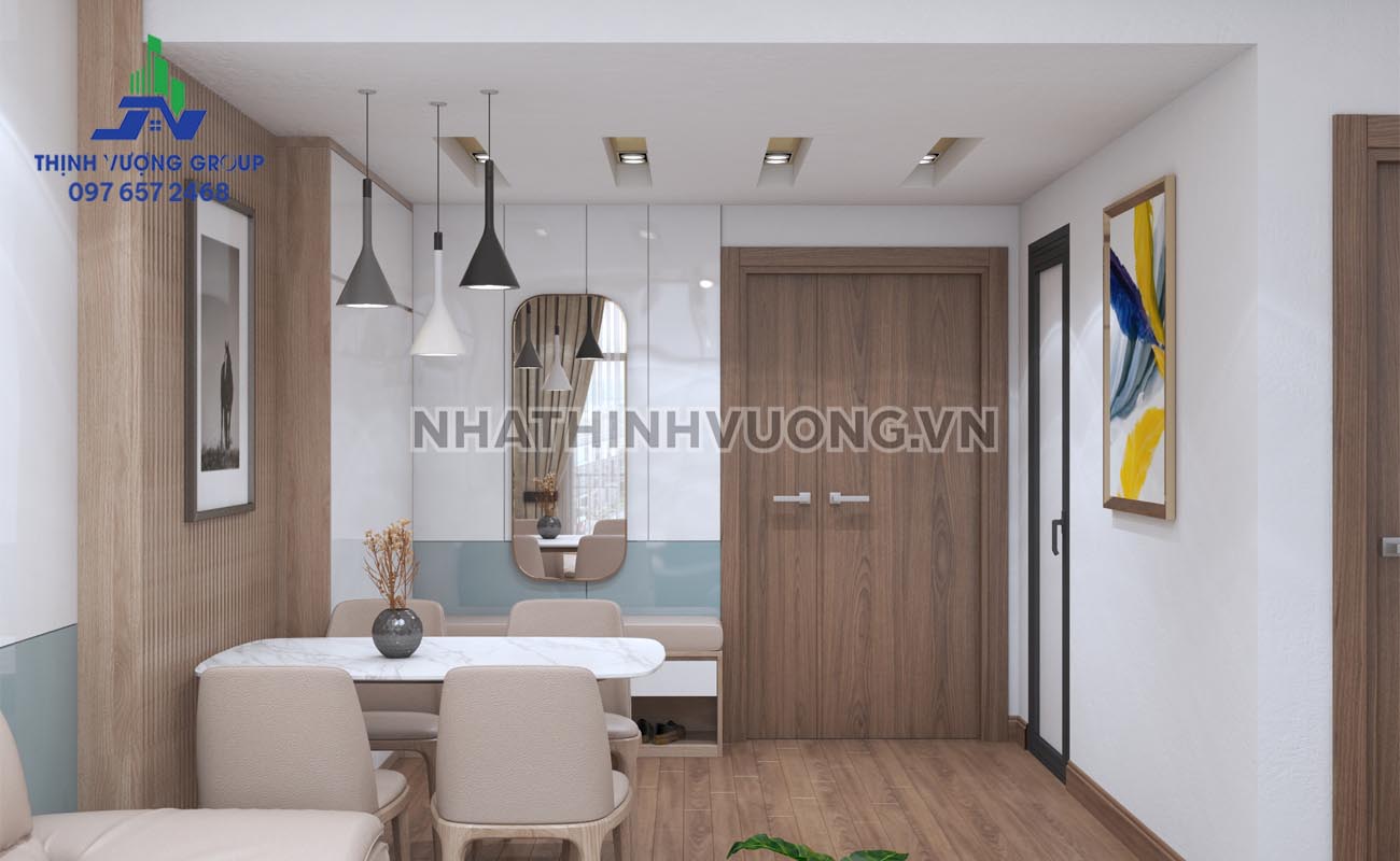 Mẫu nội thất chung cư phong cách hiện đại được thiết kế với 3 tone màu chủ đạo